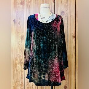 VTG 1990s Multicolor Tie-Dye Velour Tunic